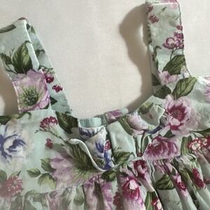 Janie‎ & Jack Girls Green Floral Sleeveless Dress Size 18-24M Bow Cottagecore